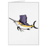 sailfish jumping side view isolated on white card
