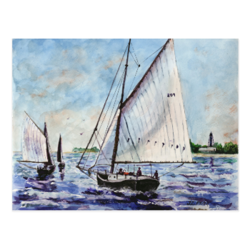 Sailing Along Fine Art Sailboats Watercolor Post Cards