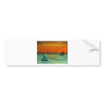 Sailing at sunset bumper sticker