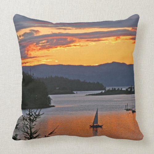 Sailing at Sunset Photo Throw Pillow