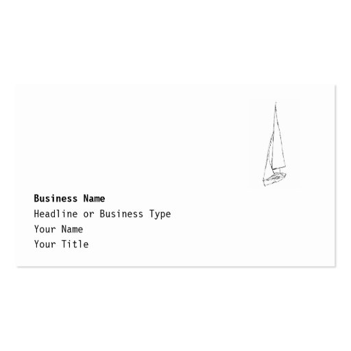 Sailing boat. Sketch in Black and White. Business Card (front side)