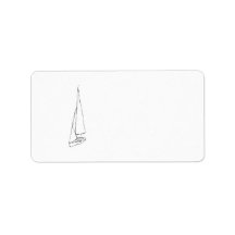 Sailing boat. Sketch in Black and White. Custom Address Labels
