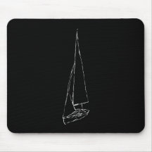 Sailing boat. Sketch in Black and White. Mousepad