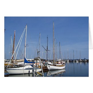 Sailing boats in the harbour card