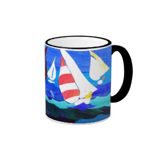 'Sailing Boats' Ringer Mug