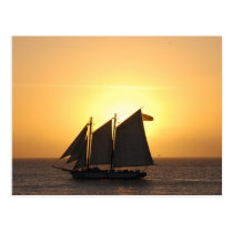 Sailing in sunset postcards