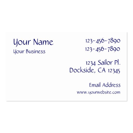 Sailing navy blue custom business cards (back side)
