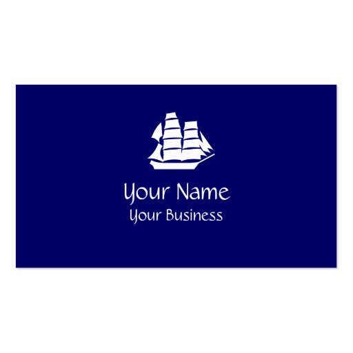 Sailing navy blue custom business cards (front side)