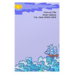 Sailing Pirate Ship In Ocean Personal Stationery