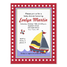 Sailing Sail boat Nautical Baby Shower Invitations