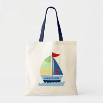 SAILING SAIL BOAT Tote Bag - add a NAME!
