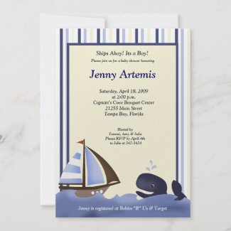 Sailing Sailboat Boat Nautical Baby Shower 5x7 Invite