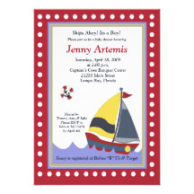 Sailing Sailboat Boat Nautical Baby Shower 5x7 Personalized Announcement