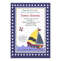 Sailing Sailboat Boat Nautical Baby Shower 5x7 Custom Invite