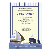 Sailing Sailboat Boat Nautical Baby Shower 5x7 Invite