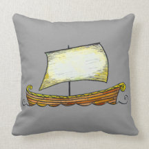 Sailing Ship (Norse Ship Silhouette) Pillow
