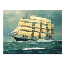 Sailing ship Preussen at sea Post Card