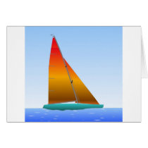 Sailing ship turquoise hull card