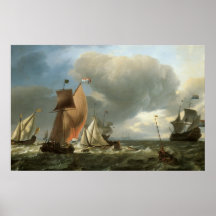 Sailing Ships in Rough Seas c. 1690 Poster