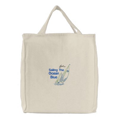 Sailing The Ocean Blue Embroidered Bag by fathersdaytshirts