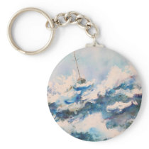 Sailing Watercolor Ocean Adventurer Keychain