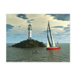 Sailing with dolphins postcard