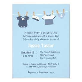Sailor Clothes Nautical Baby Shower Invitations