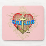 Sailor Love For lovers of sailors Anchor Heart Mouse Pads