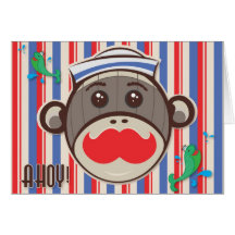 Sailor Sock Monkey Thank You Card