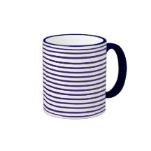 Sailor Stripes - Navy Blue and White Coffee Mugs