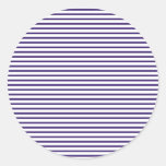Sailor Stripes - Navy Blue and White Round Stickers