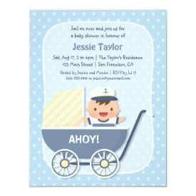Sailor Stroller Nautical Baby Shower Invitations