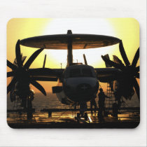 Sailors work on an E-2C Hawkeye aircraft Mouse Pad