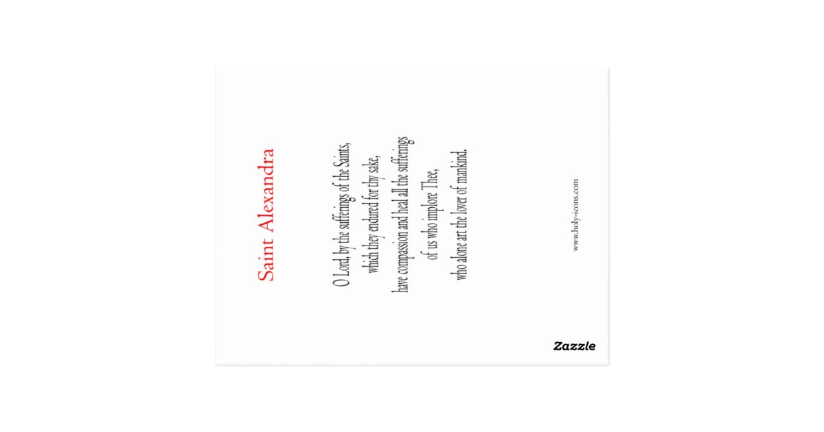 Saint Alexandra Prayer Card Zazzle