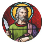 Saint Bartholomew (the Apostle) Stained Glass Art Round Stickers