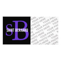 Saint Bernard Breed Monogram Customized Photo Card
