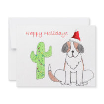 Saint Bernard Cactus Christmas Invitation