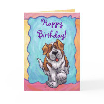 Saint Bernard Dog Birthday Card