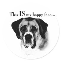 Saint Bernard Happy Face Stickers