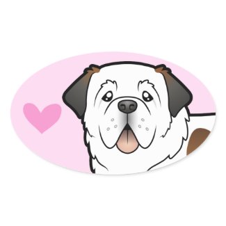 Saint Bernard Love Sticker Cartoon Mahogany Splash Saint Bernard Love Oval Sticker