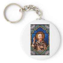 Saint Bernard of Clairvaux Stained Glass Art Keychains
