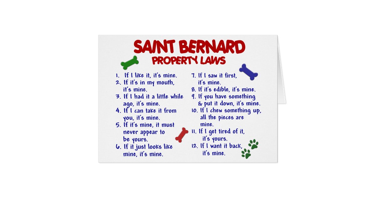 SAINT BERNARD Property Laws 2 Card Zazzle