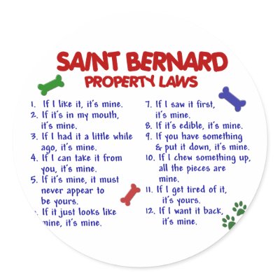 SAINT BERNARD Property Laws 2 Round Stickers by poochloverstuff