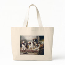 Saint Bernard puppies turtle cute painting dogs Bags