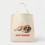 Saint Bernard Puppy Dog Canvas Grocery Totebag