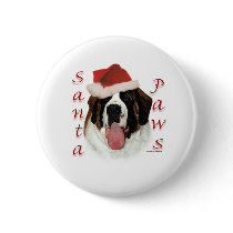 Saint Bernard Santa Paws Button