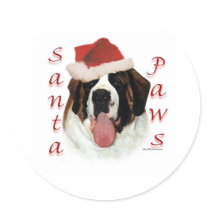 Saint Bernard Santa Paws Round Stickers