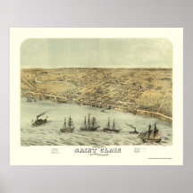 Saint Clair, MI Panoramic Map - 1868 Posters
