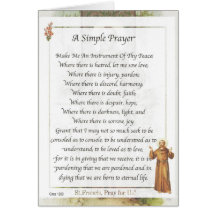 Saint Francis of Assisi A SIMPLE PRAYER Greeting Cards