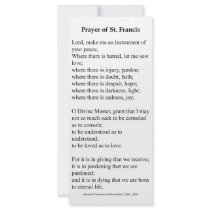 Saint Francis of Assisi Prayer Card Custom Rack Card